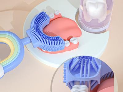 Brosse à dent U silicone médical pour enfant - Modèle Rainbow