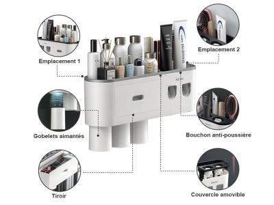 Double distributeur automatique de dentifrice avec support de brosses 