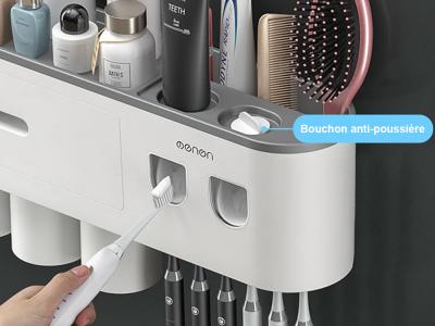 Double distributeur automatique de dentifrice avec support de brosses 