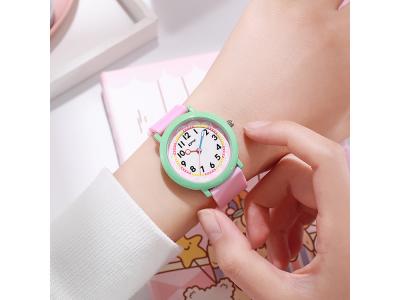 Montre enfant étanche à quartz - Modèle Flex - Rose/Verte