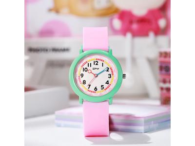 Montre enfant étanche à quartz - Modèle Flex - Rose/Verte