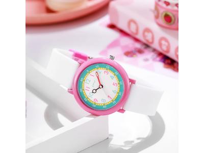 Montre enfant étanche à quartz - Modèle Flex - Blanche/Rose