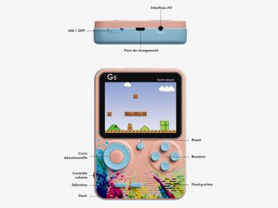 Console émulateur 500 jeux avec manette multijoueurs - Modèle StreetArt - Rose