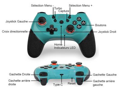 Manette sans fil compatible Nintendo Switch - Cyan