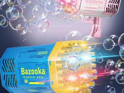 Bazooka à bulles LED 69 trous - Modèle Bubble Gun - Bleu