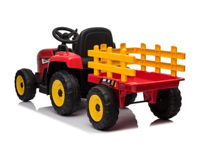 Tracteur électrique 12V avec charrette et télécommande - Rouge