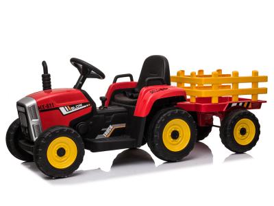 Tracteur électrique 12V avec charrette et télécommande - Coloris Rouge