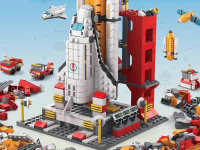 Jeu de construction 6 en 1 - Thème Espace - 1000 briques