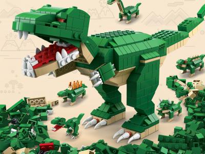 Jeu de construction 6 en 1 - Thème Jurassique - 1000 briques