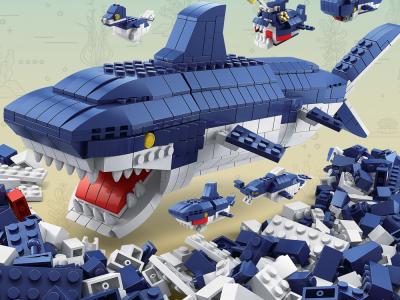 Jeu de construction 6 en 1 - Thème Marin - 1000 briques
