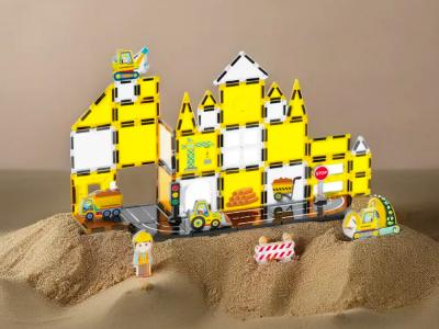 Jeu de construction magnétique - Thème Chantier - 47 pcs