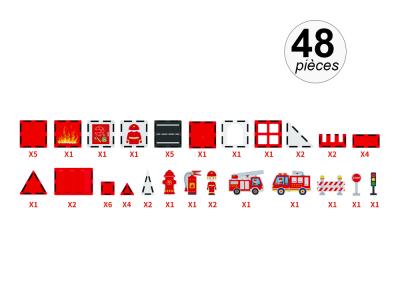 Jeu de construction magnétique - Thème Pompier - 48 pcs
