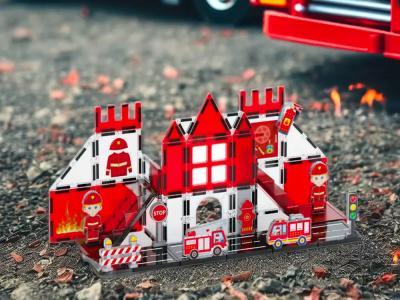Jeu de construction magnétique - Thème Pompier - 48 pcs