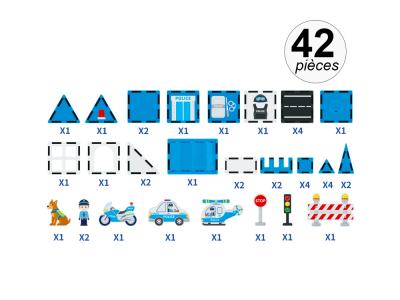 Jeu de construction magnétique - Thème Police - 42 pcs