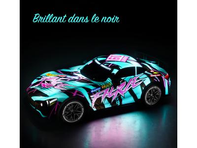 Voiture télécommandée 1/18 27MHz avec effets lumineux - Coloris Bleu
