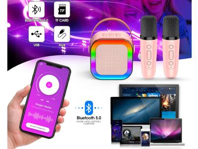 Mini Karaoké Bluetooth 2 micros - Modèle KidStar - Coloris Rose