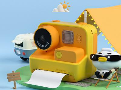 Appareil photo numérique enfant avec impression instantanée - Modèle PolaroKid - Jaune